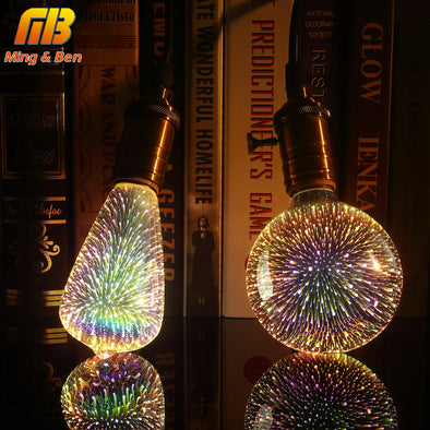 [MingBen] Led Light Bulb 3D Decoration Bulb E27 4W 220-240V Holiday Lights ST64 G95 G80 G125 A60 Novelty ChristmasLamp Lamparas