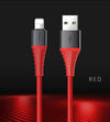 ROCK Hi-Tensile For iPhone Lighting USB Cable 2A Fast Charging Data Braid Cable 200CM 120CM For Apple iPhone 5S 5 7 6 iPad IOS