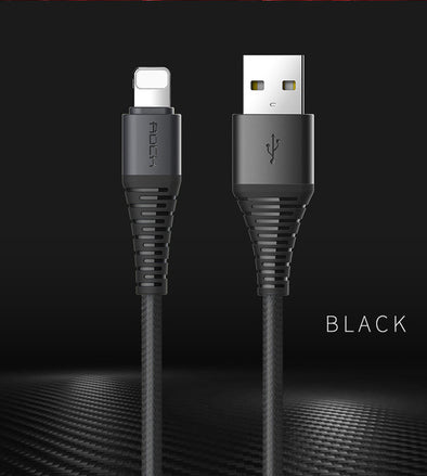 ROCK Hi-Tensile For iPhone Lighting USB Cable 2A Fast Charging Data Braid Cable 200CM 120CM For Apple iPhone 5S 5 7 6 iPad IOS