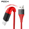 ROCK Hi-Tensile For iPhone Lighting USB Cable 2A Fast Charging Data Braid Cable 200CM 120CM For Apple iPhone 5S 5 7 6 iPad IOS